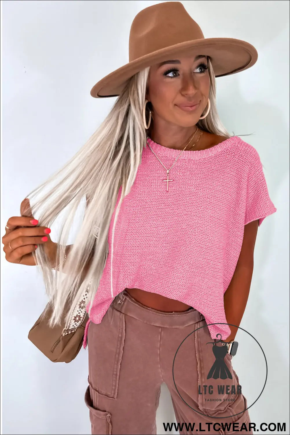 Jet Stream Solid Color Sweater Tee with Side Slits - L.T.C Wear Online Fashion Store