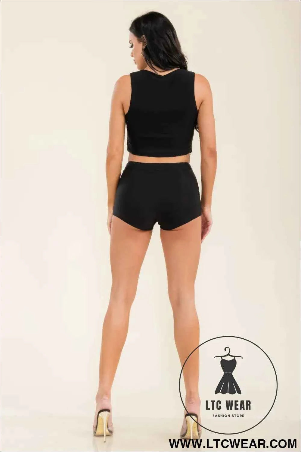 Jewel Button Vest Top And Shorts Pants Set