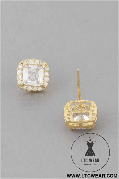 Jeweled Cubic Rhinestone Stud Earrings