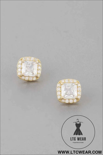 Jeweled Cubic Rhinestone Stud Earrings