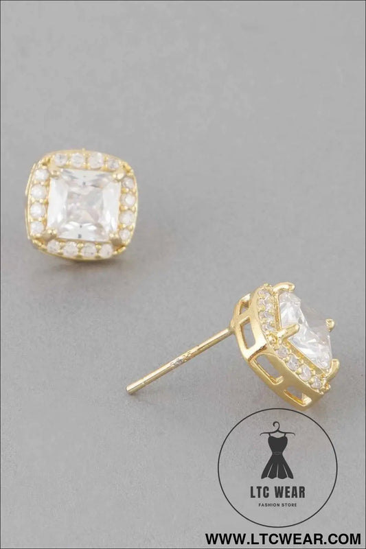 Jeweled Cubic Rhinestone Stud Earrings