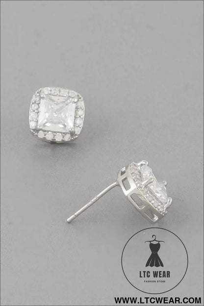 Jeweled Cubic Rhinestone Stud Earrings