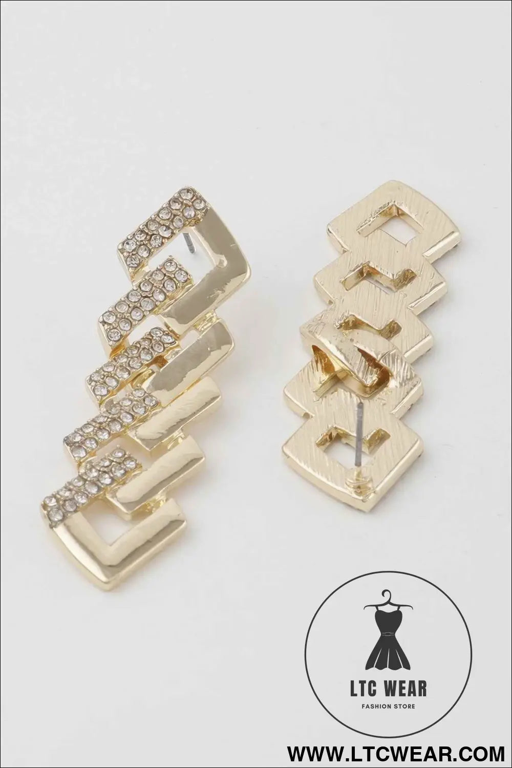 Jeweled Curb Chain Drop Earrings