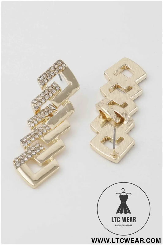 Jeweled Curb Chain Drop Earrings