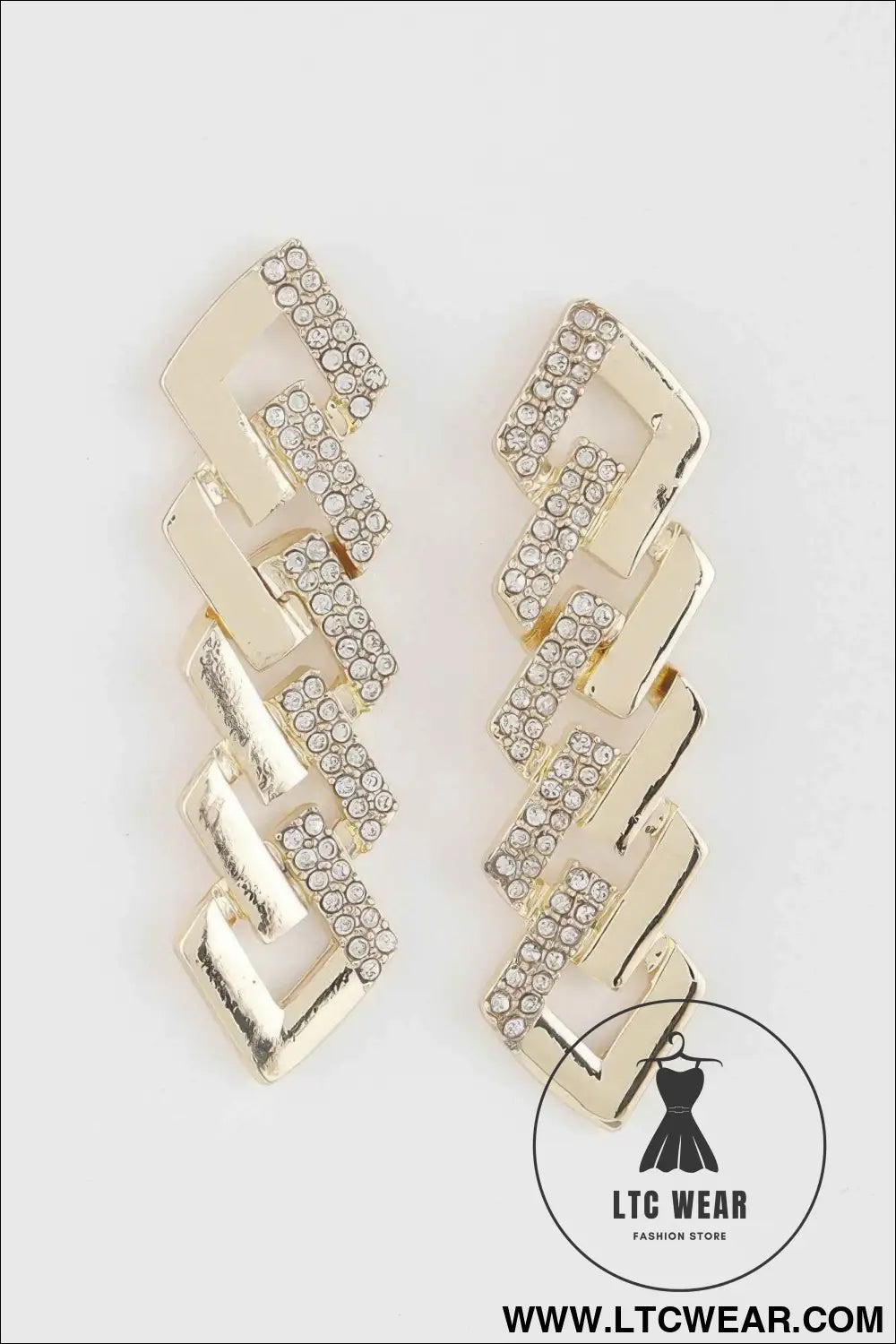 Jeweled Curb Chain Drop Earrings
