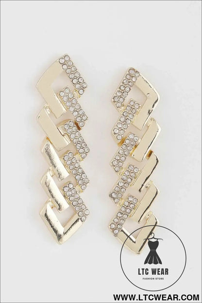 Jeweled Curb Chain Drop Earrings