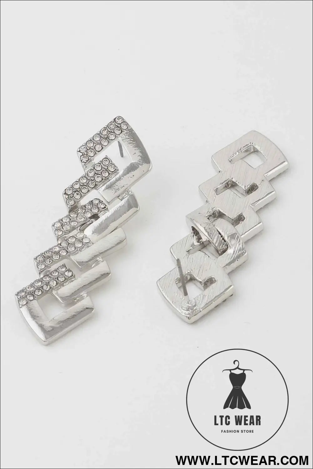 Jeweled Curb Chain Drop Earrings
