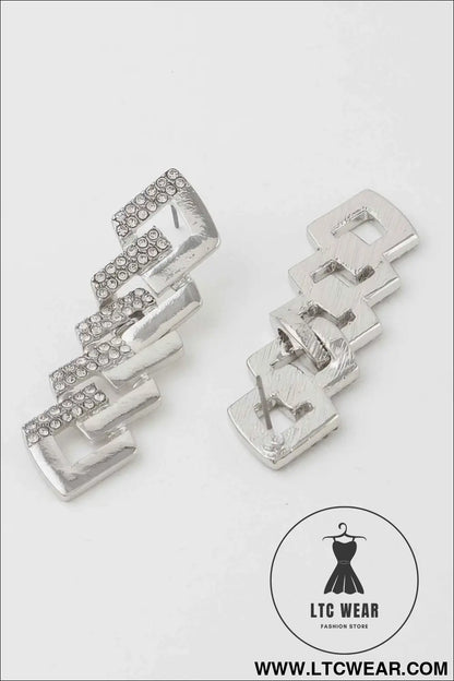 Jeweled Curb Chain Drop Earrings