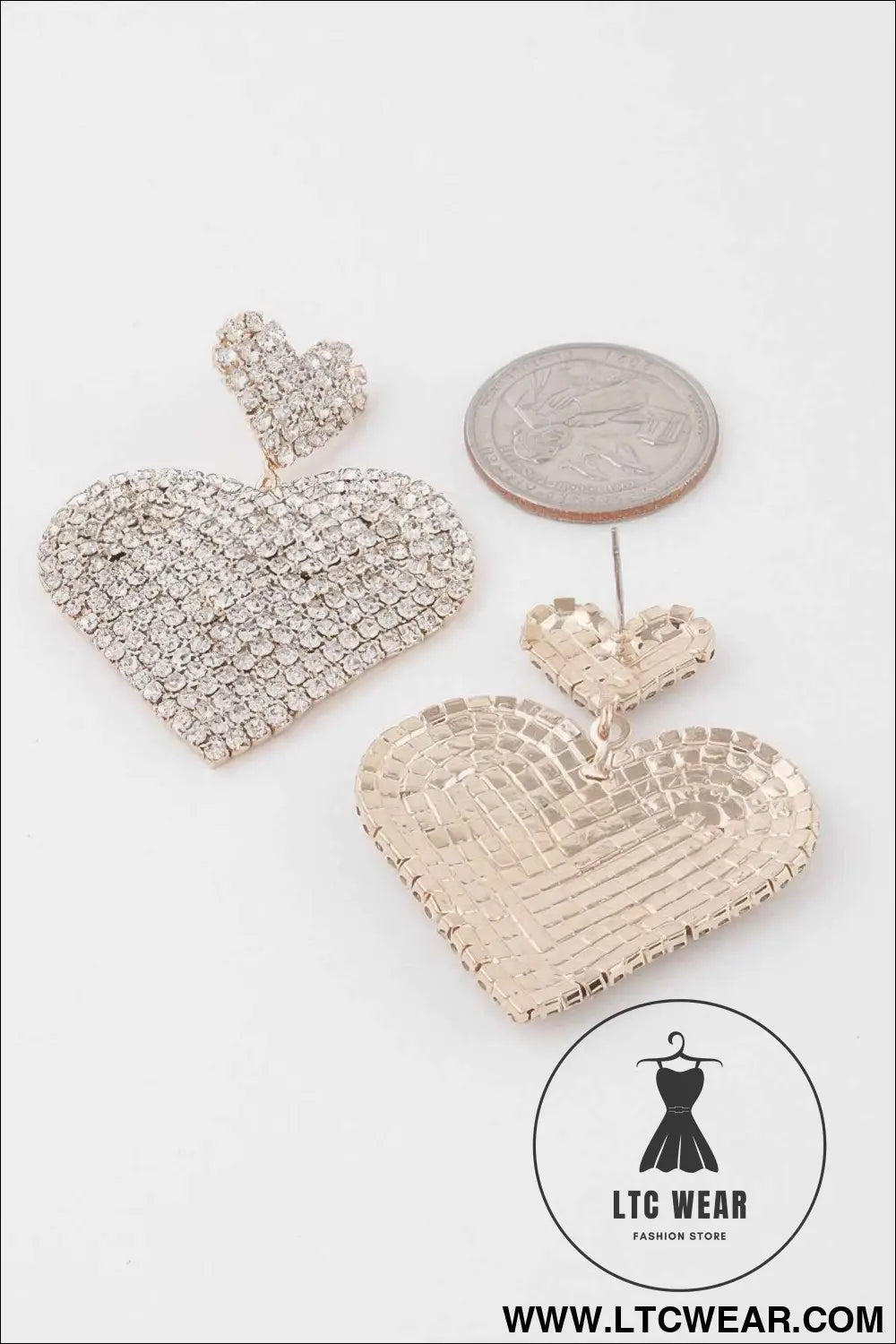 Jeweled Heart Drop Earrings