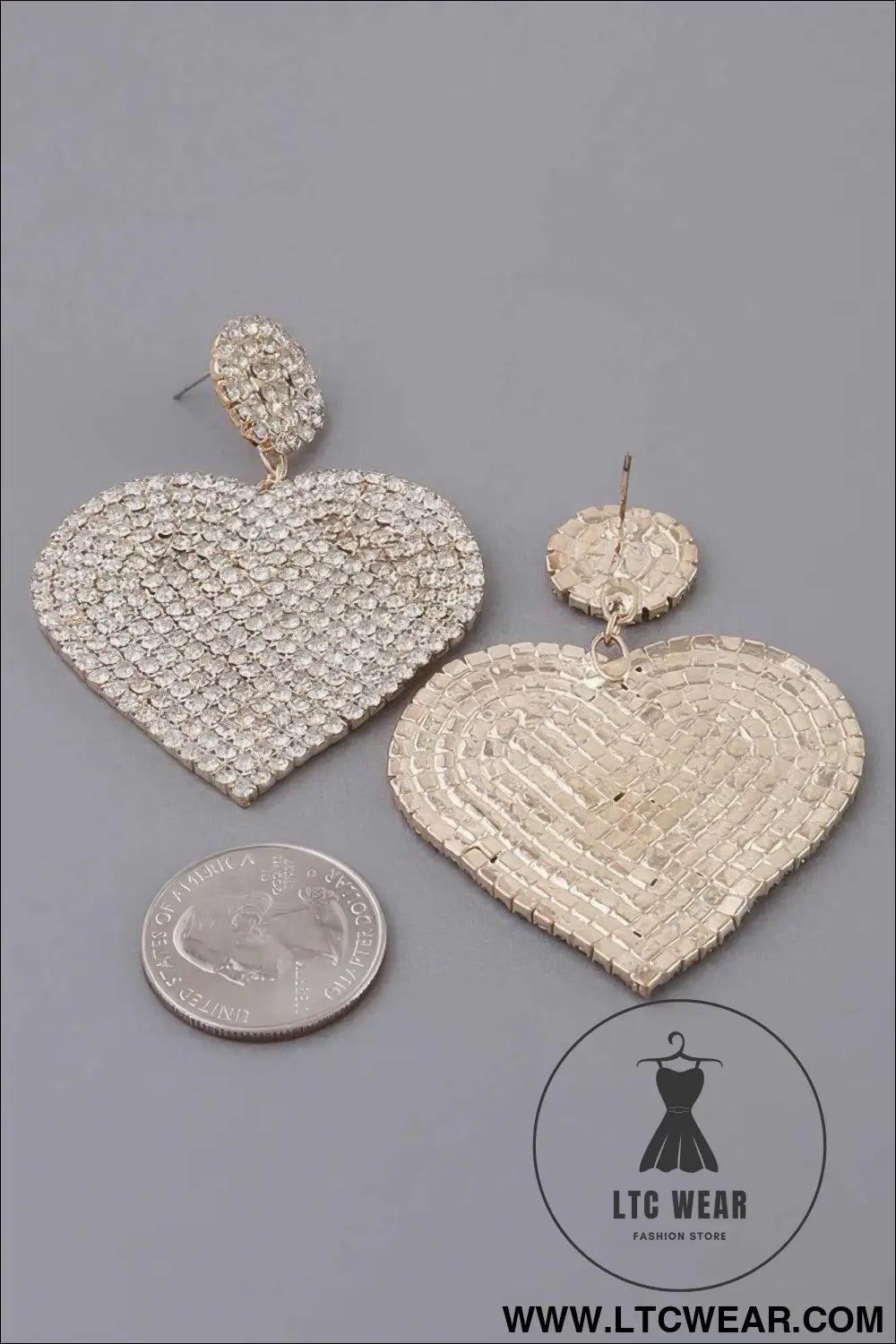 Jeweled Heart Drop Earrings