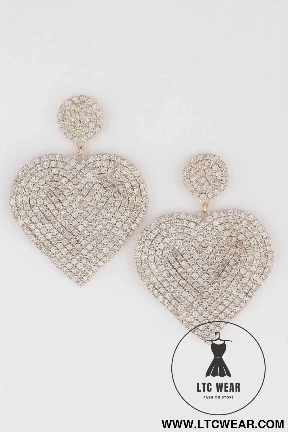 Jeweled Heart Drop Earrings