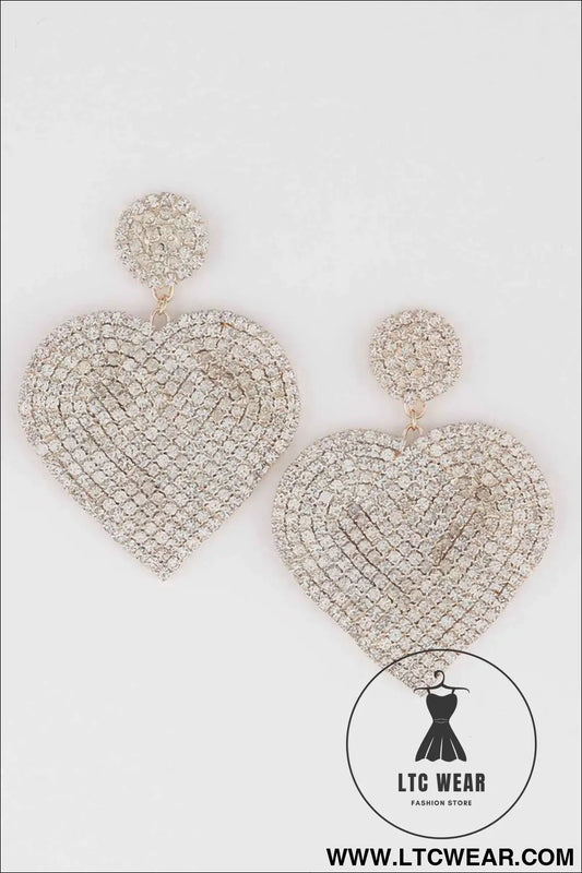 Jeweled Heart Drop Earrings