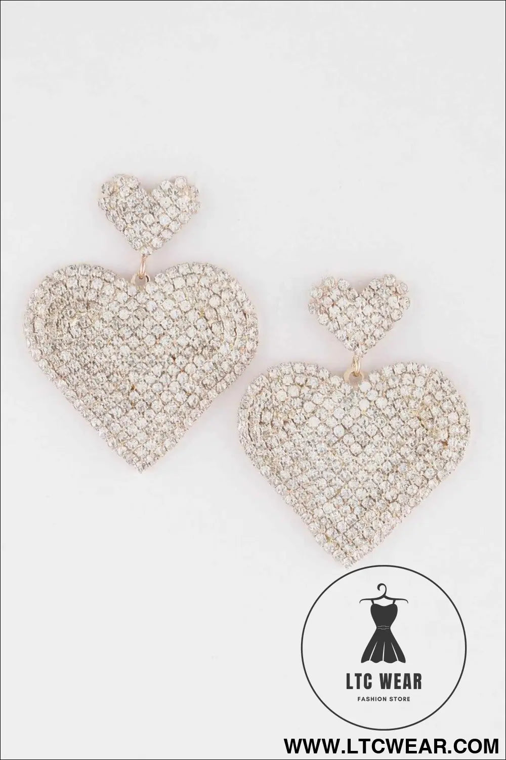 Jeweled Heart Drop Earrings