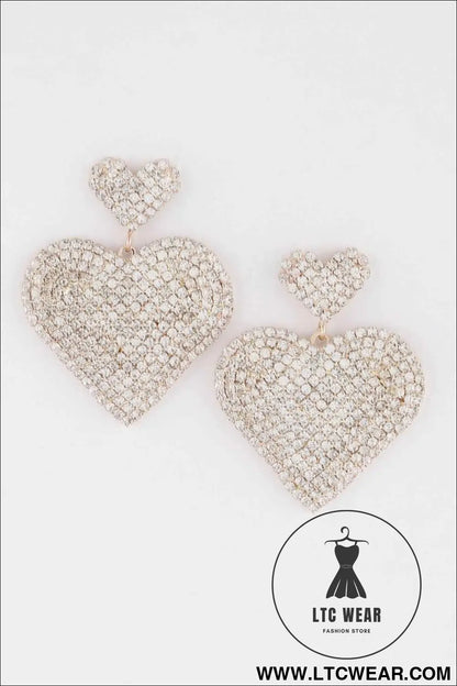 Jeweled Heart Drop Earrings