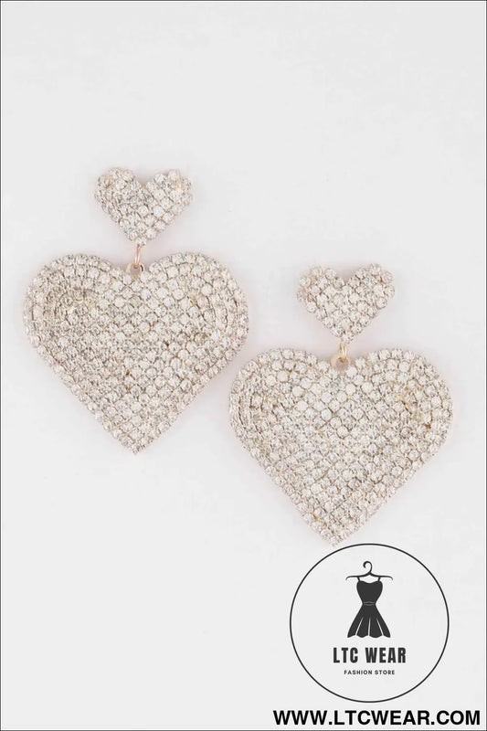 Jeweled Heart Drop Earrings