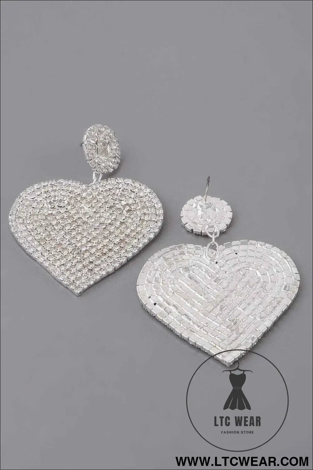 Jeweled Heart Drop Earrings