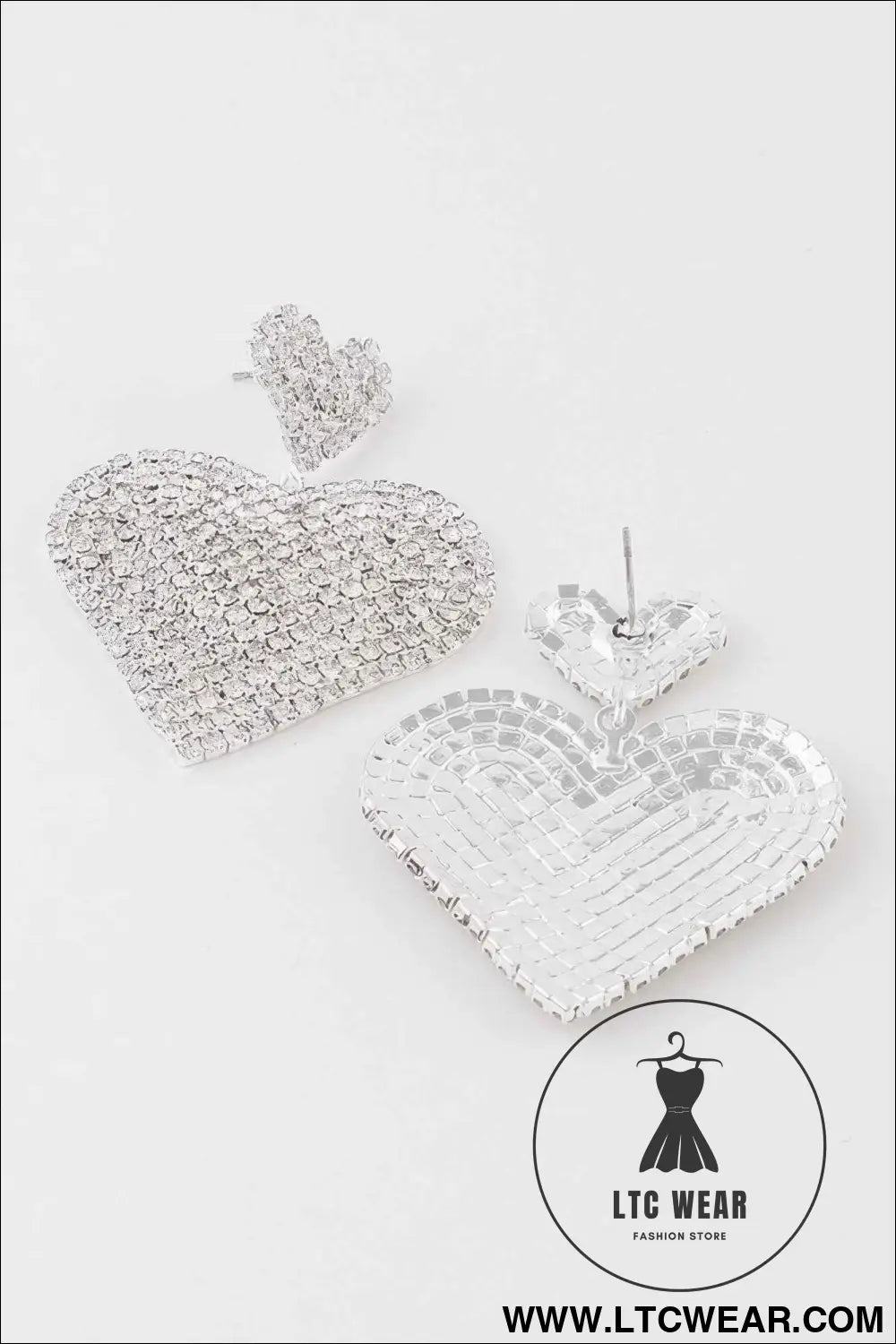 Jeweled Heart Drop Earrings