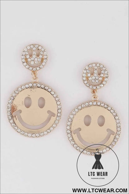 Jeweled Smiley Face Earrings