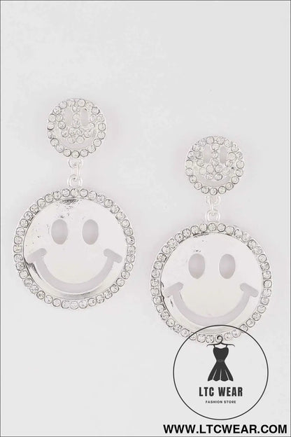 Jeweled Smiley Face Earrings