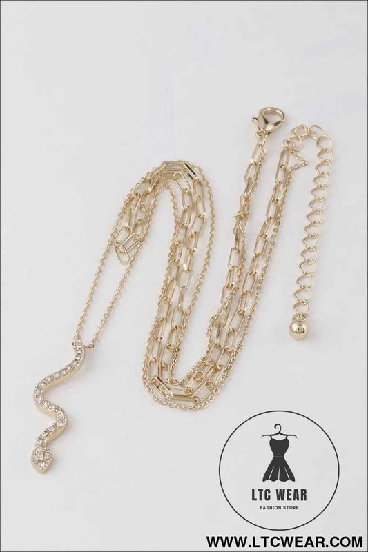 Jeweled Snake Pendant Necklace for Stylish Elegance