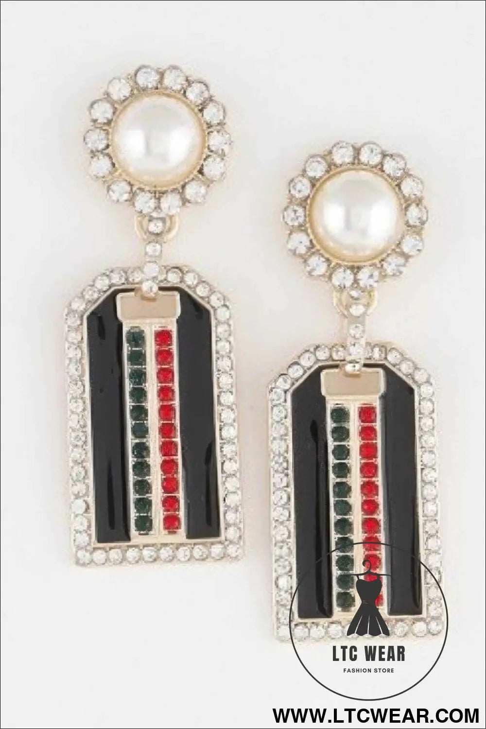 Jeweled Stripe Drop Earrings