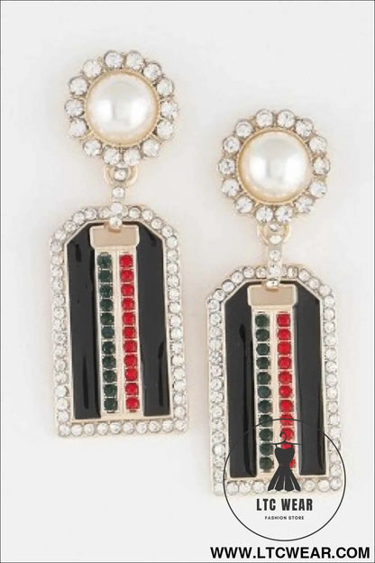 Jeweled Stripe Drop Earrings