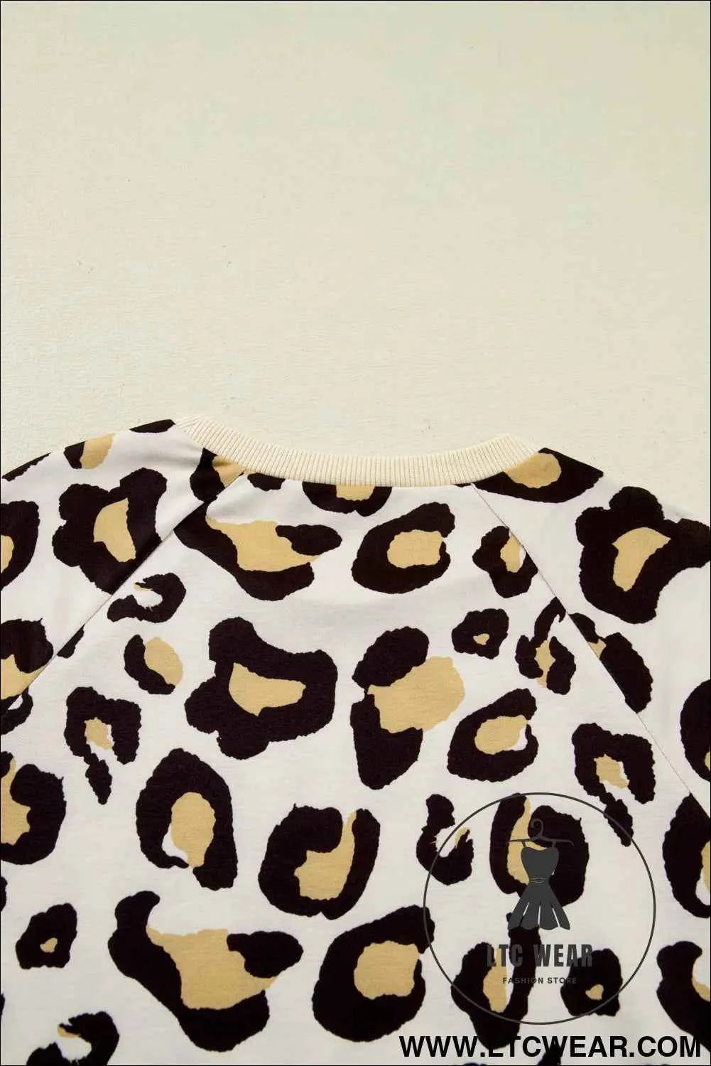 Khaki Leopard Long Sleeve T Shirt Dress with Pockets