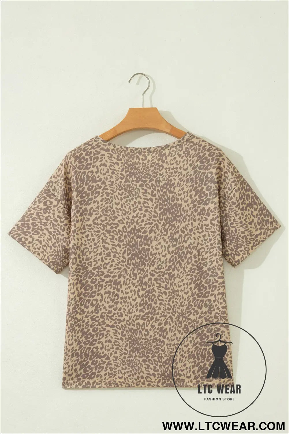 Khaki Leopard Retro Studded Star Patch Loose Tee - L.T.C Wear Online Fashion Store