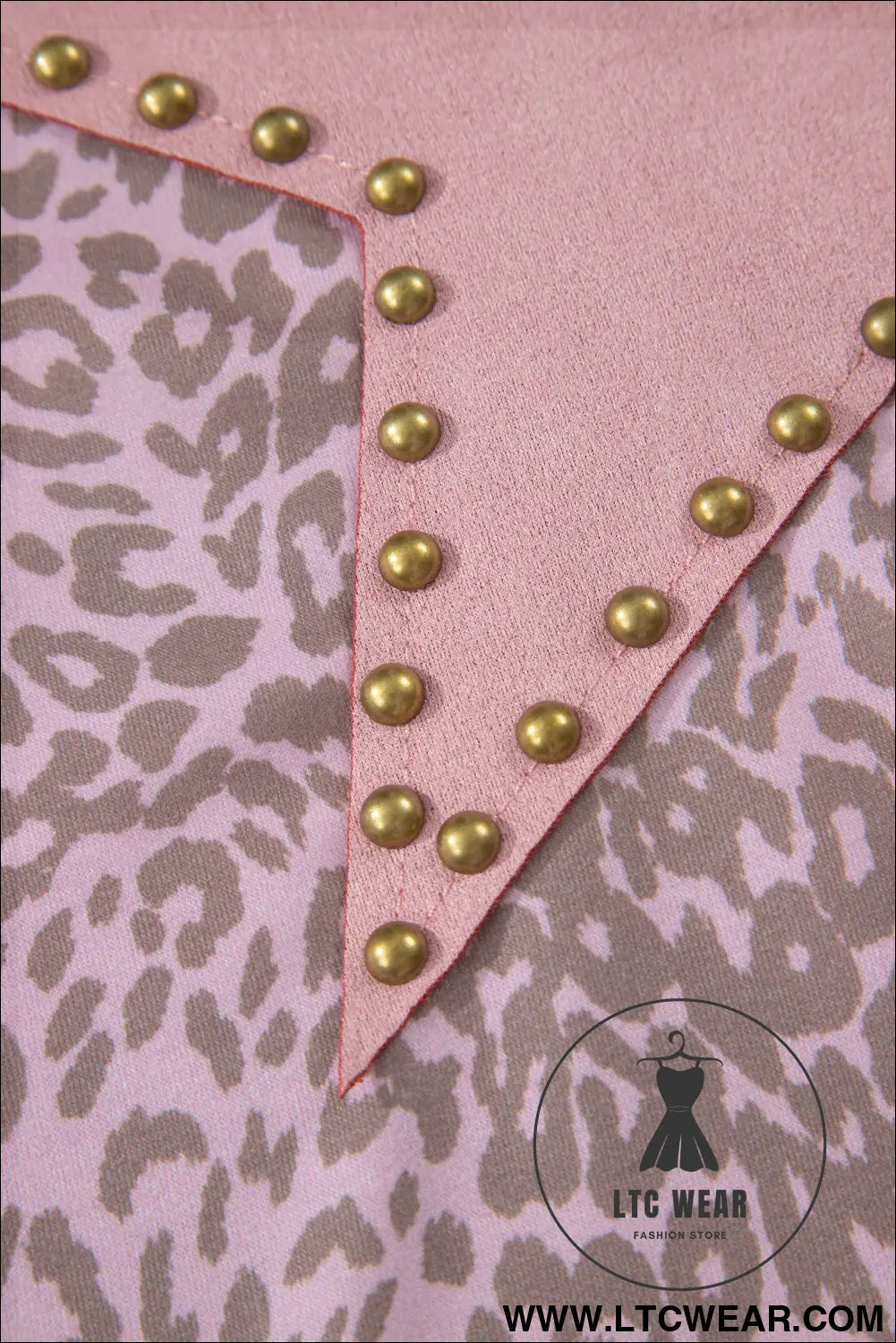 Khaki Leopard Retro Studded Star Patch Loose Tee - L.T.C Wear Online Fashion Store