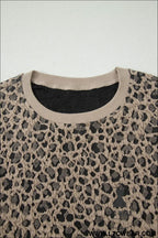 Khaki leopard textured sleeveless mini dress with pockets - mini dresses