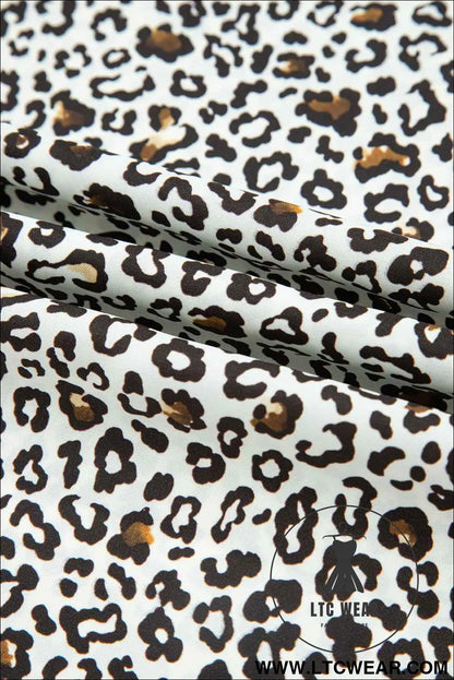 Khaki Plus Size Button V Neck Leopard Print Puff Sleeve Loose Mini Dress