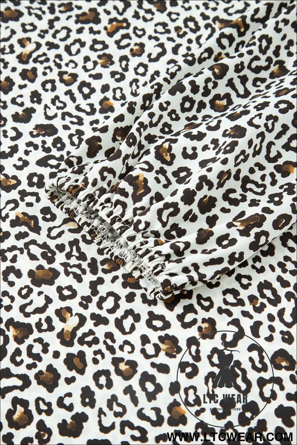 Khaki Plus Size Button V Neck Leopard Print Puff Sleeve Loose Mini Dress - L.T.C Wear Online Fashion Store