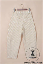 Khaki stripe casual barrel jeans - jeans