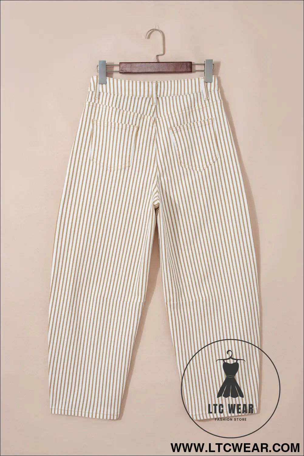 Khaki stripe casual barrel jeans - jeans