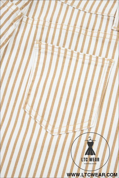 Khaki stripe casual barrel jeans - jeans