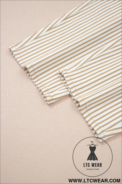 Khaki stripe casual barrel jeans - jeans