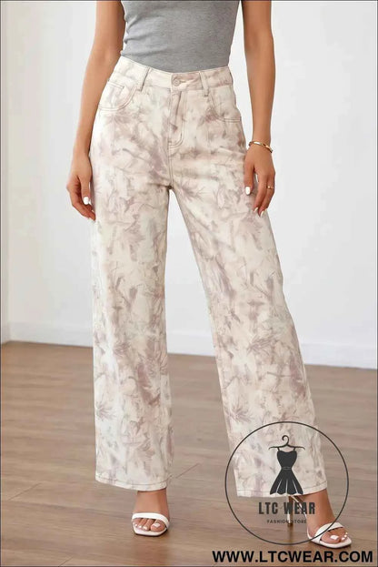 Khaki Woodland Camo Tummy Control Denim Wide Leg Jeans