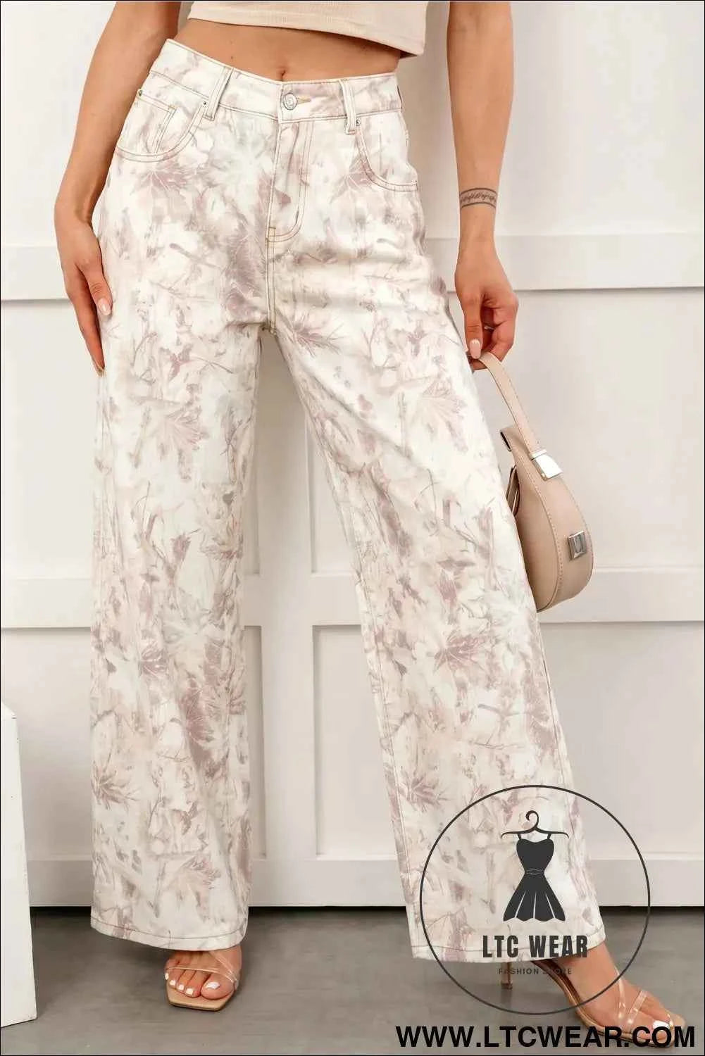 Khaki Woodland Camo Tummy Control Denim Wide Leg Jeans