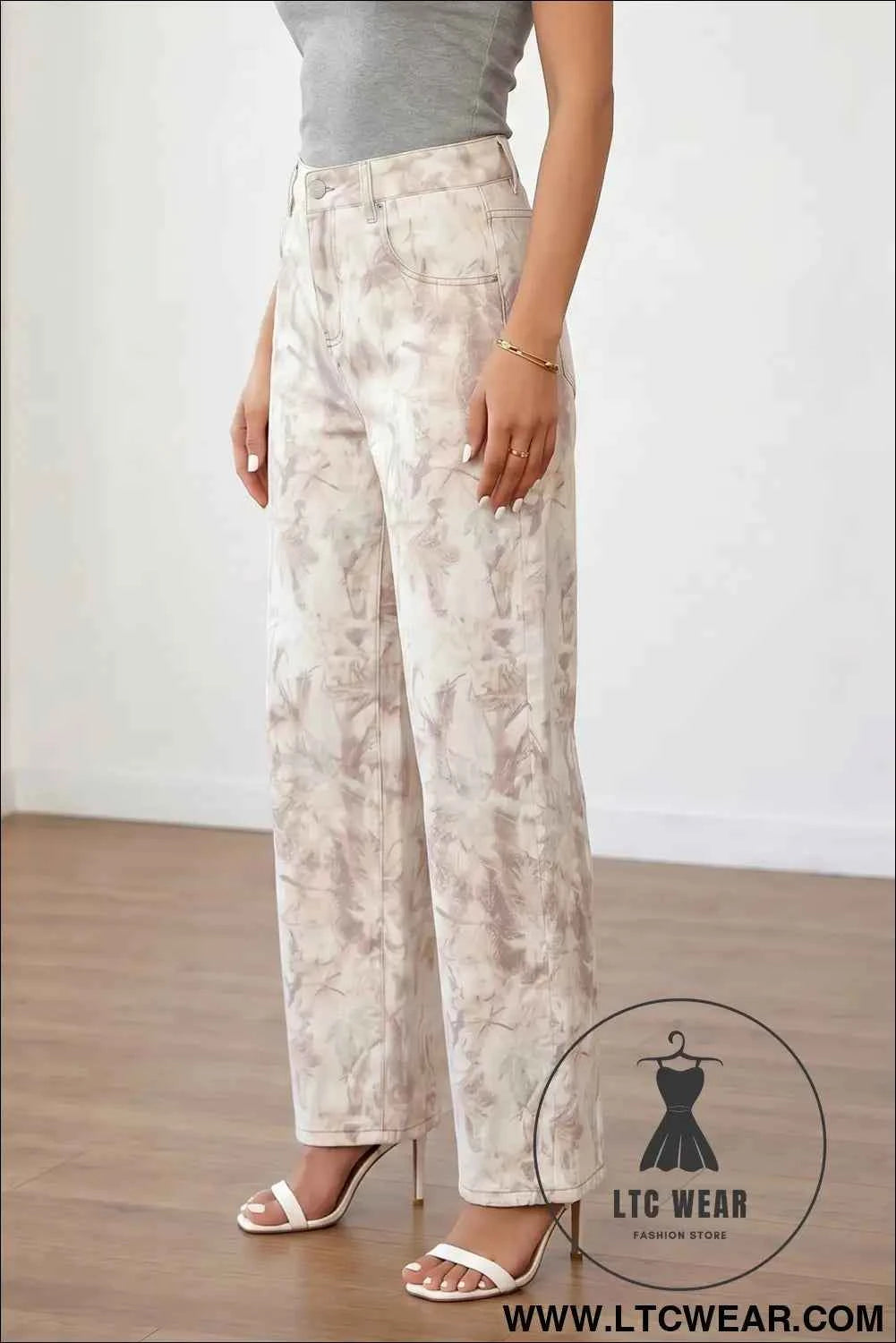 Khaki Woodland Camo Tummy Control Denim Wide Leg Jeans