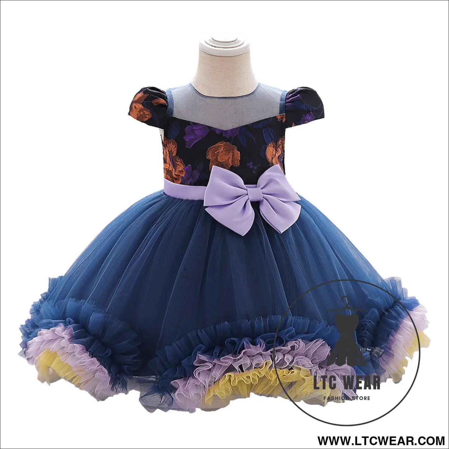 Kids party costume cosplay witch dress tutu skirt princess dress - l2161xz-navy blue / 70cm
