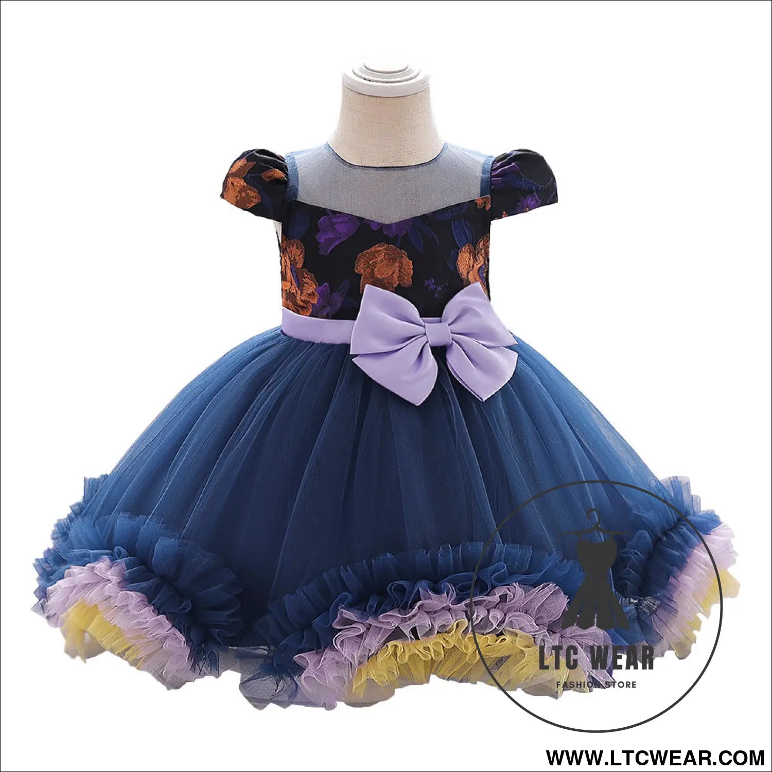 Kids party costume cosplay witch dress tutu skirt princess dress - l2161xz-navy blue / 70cm
