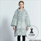 Kids unisex winter warm double layers sherpa fleece tv pocket hoodies blanket hoodie snuggle with sleeves - luminous