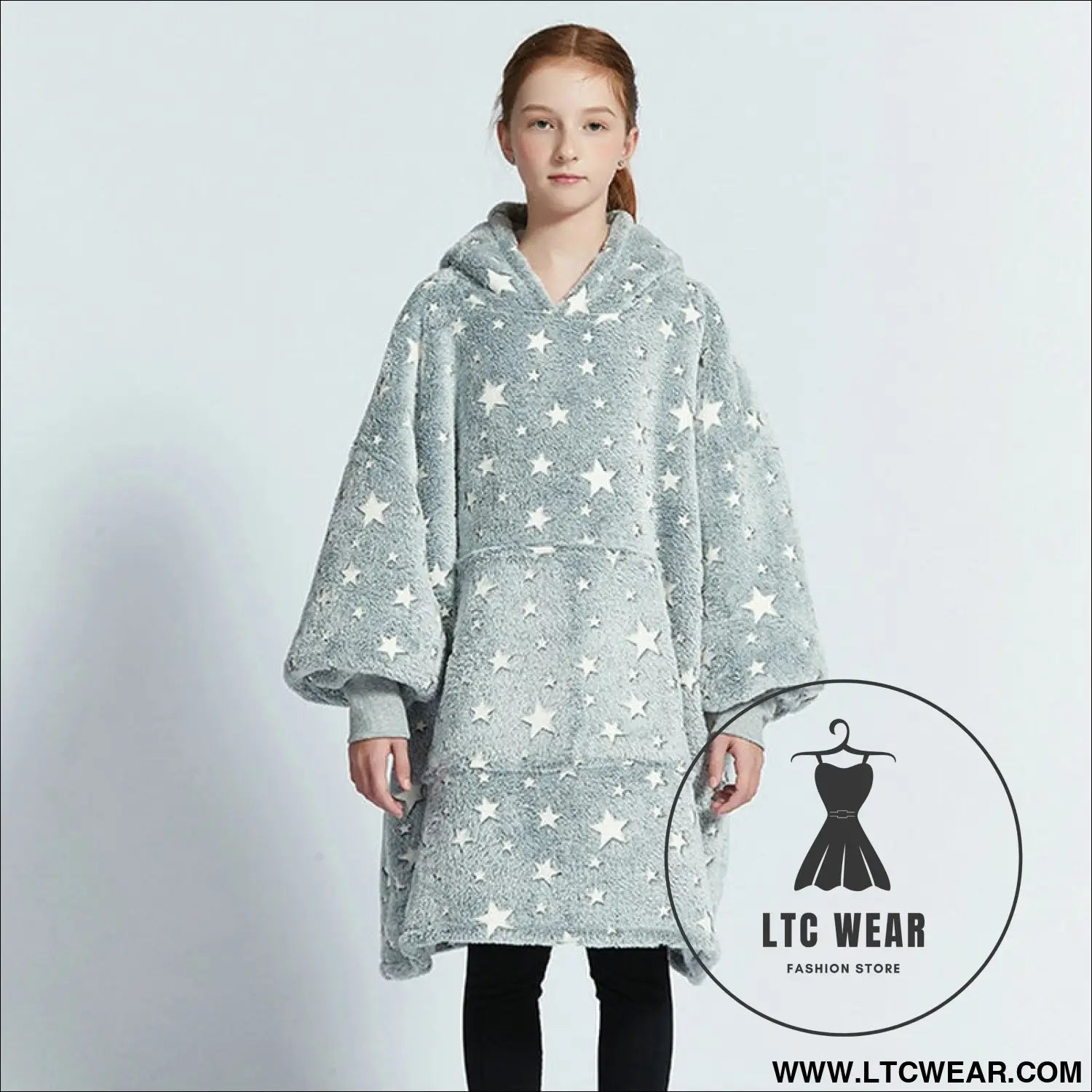 Kids unisex winter warm double layers sherpa fleece tv pocket hoodies blanket hoodie snuggle with sleeves - luminous