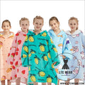 Kids unisex winter warm double layers sherpa fleece tv pocket hoodies blanket hoodie snuggle with sleeves