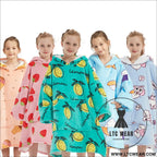 Kids unisex winter warm double layers sherpa fleece tv pocket hoodies blanket hoodie snuggle with sleeves