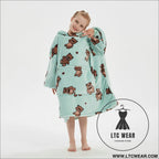 Kids unisex winter warm double layers sherpa fleece tv pocket hoodies blanket hoodie snuggle with sleeves - bear / kids