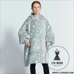 Kids unisex winter warm double layers sherpa fleece tv pocket hoodies blanket hoodie snuggle with sleeves