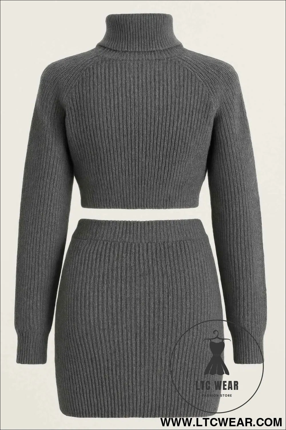Knit Mock Neck Top And Skirt