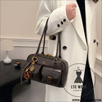 Korean-style retro shoulder bag fashion trendy casual boston bag stylish bowling bag