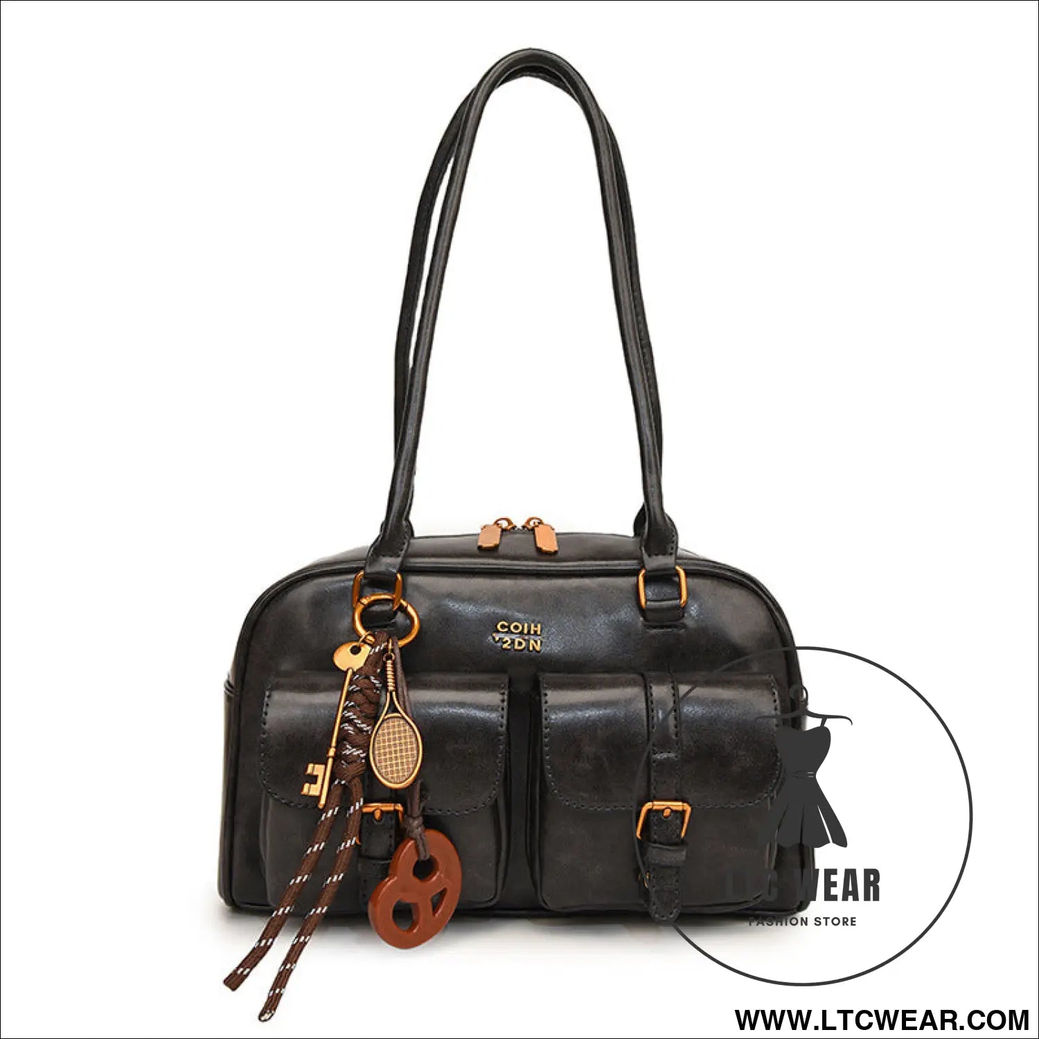Korean-style retro shoulder bag fashion trendy casual boston bag stylish bowling bag